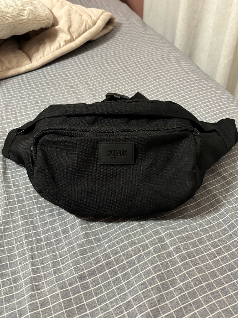 PINK Victoria's Secret Black Canvas Belt Bag
